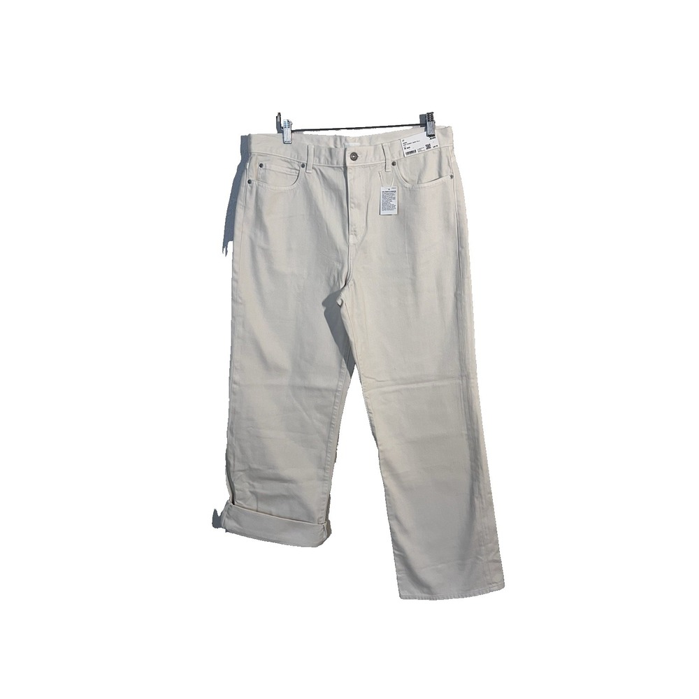Uniqlo Women's Wide‎ Straight  Jeans (Tall) High Rise Natural Size 32 NWT $49.90